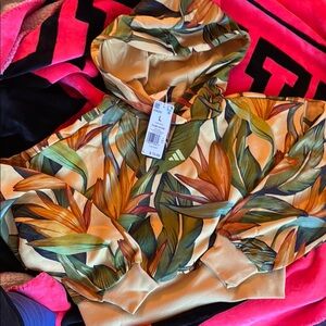 Adidas Multicolor Leaf Print Hoodie